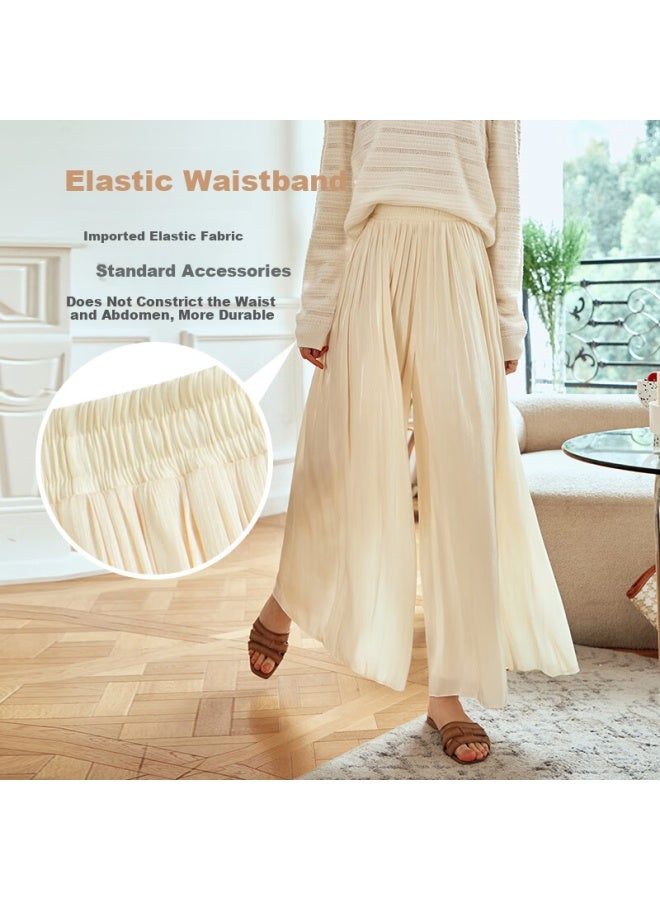 Olrain Loose Flowy Wide-leg Pants Skirt, Summer Women's Ice Silk Thin Casual Draping Pants, Black, Size S - Image 4