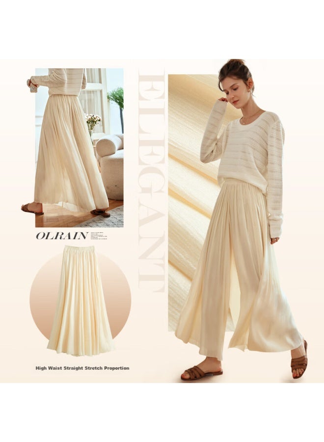 Olrain Loose Flowy Wide-leg Pants Skirt, Summer Women's Ice Silk Thin Casual Draping Pants, Black, Size S - Image 5