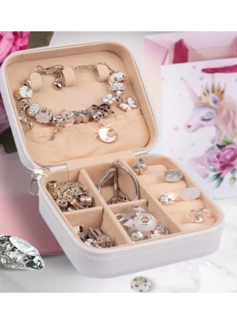طقم صنع أساور تشارم 35 قطعة للبنات – مجموعة صناعة إكسسوارات DIY مع خرز وتعليقات وأساور قابلة للتعديل، علبة مجوهرات، هدية إبداعية للأطفال من 6 إلى 12+ سنة (بنفسجي) - Image 4