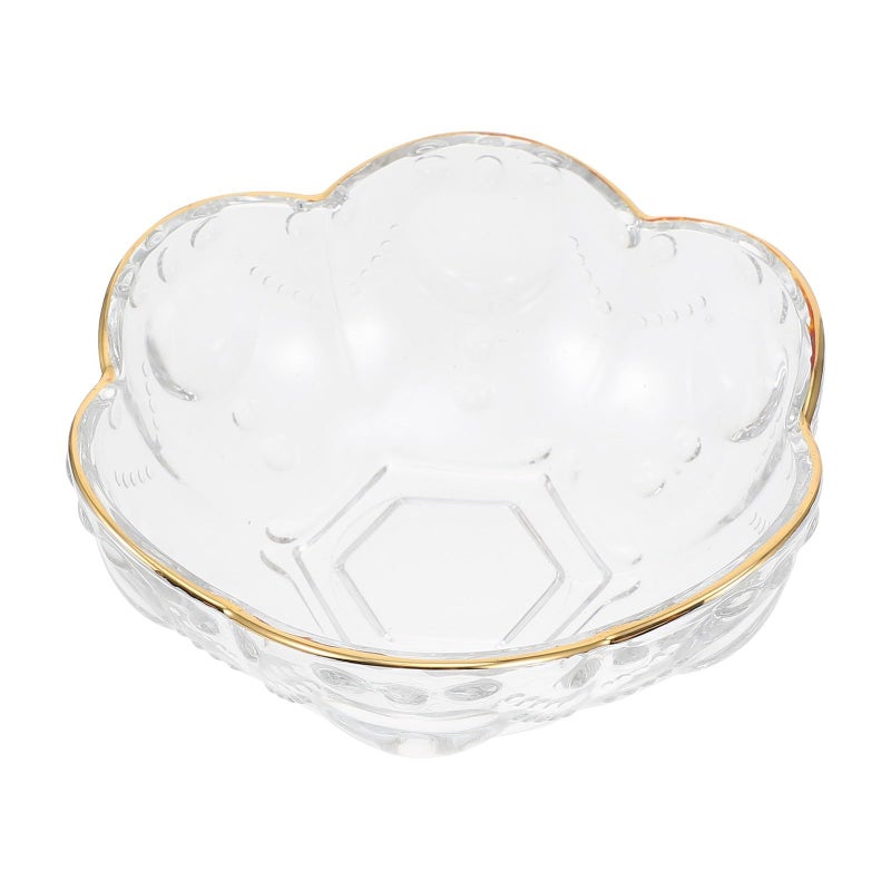 Gold Rim Flower Shaped Glass Salad Bowl for Desserts and Salads 1 Piece - Image 2
