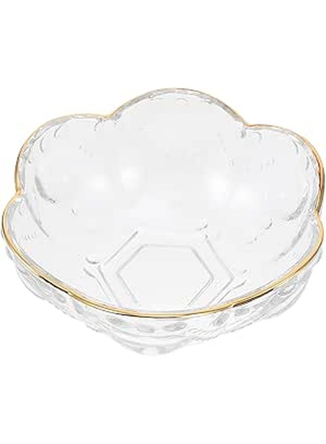 Gold Rim Flower Shaped Glass Salad Bowl for Desserts and Salads 1 Piece - Image 1