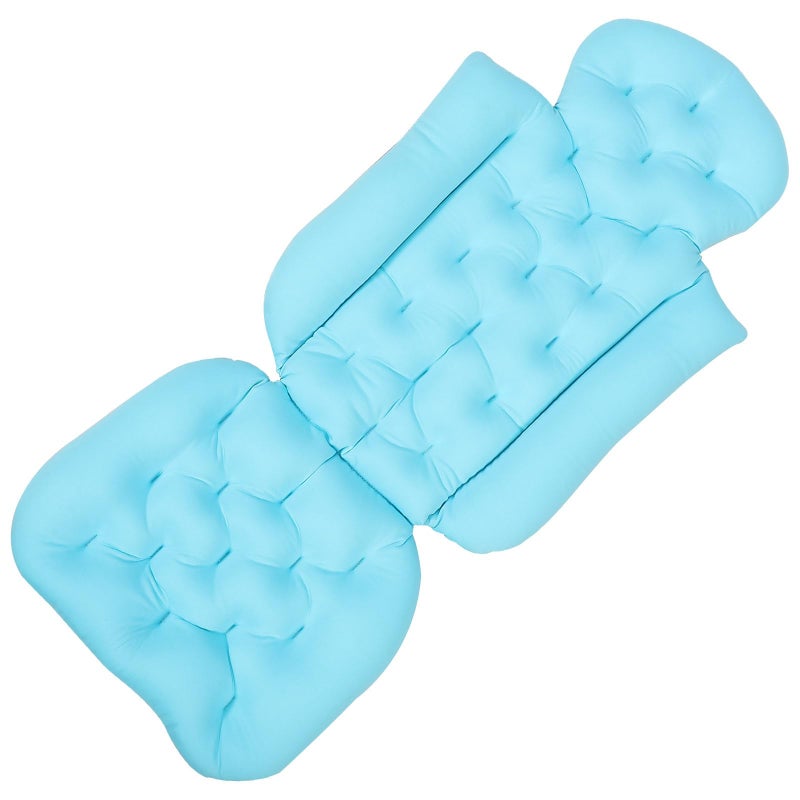 Non Slip Bathtub Cushion Pad With Pillow Full Body Support For Relaxation Blue - Image 2