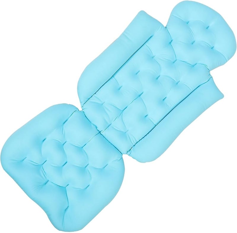 Non Slip Bathtub Cushion Pad With Pillow Full Body Support For Relaxation Blue - Image 1