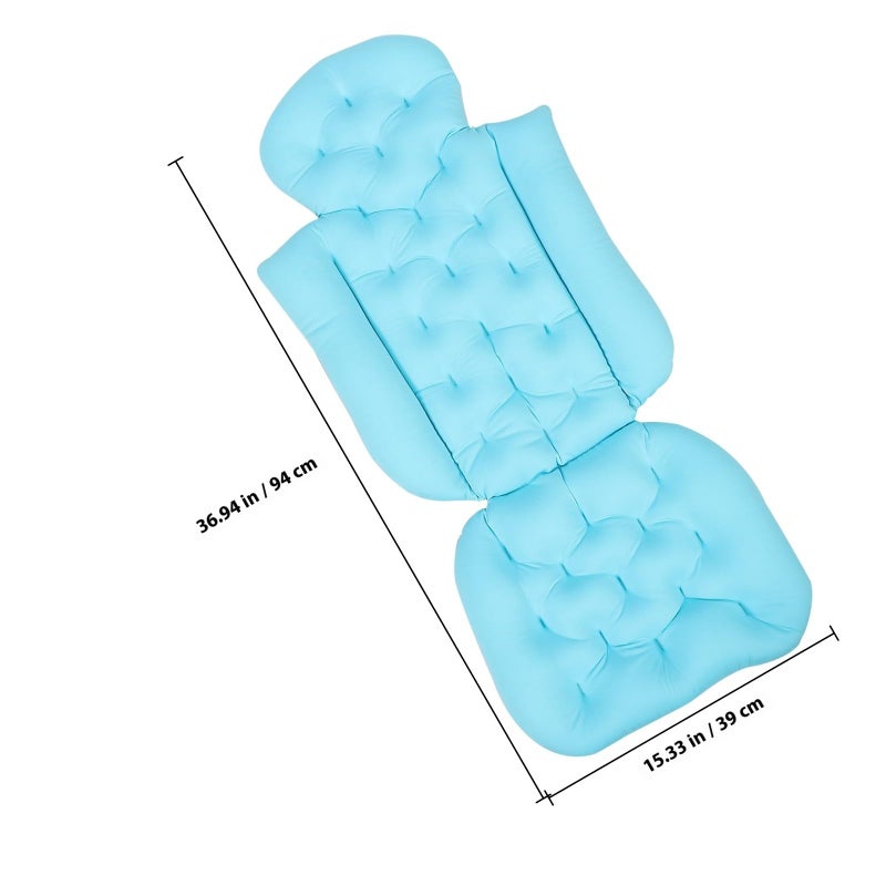 Non Slip Bathtub Cushion Pad With Pillow Full Body Support For Relaxation Blue - Image 3