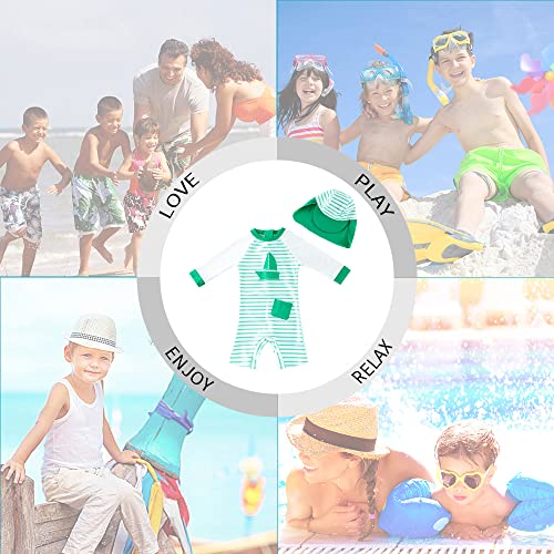 upandfast Baby/Toddler Swimsuit UPF 50+ Sun Protection One Piece Zipper Bathing Suit with Sun Hat Infant Beach Swimwear (Green Boat, 3-6 Months) - Image 2