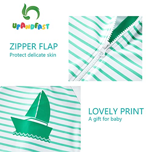 upandfast Baby/Toddler Swimsuit UPF 50+ Sun Protection One Piece Zipper Bathing Suit with Sun Hat Infant Beach Swimwear (Green Boat, 3-6 Months) - Image 5