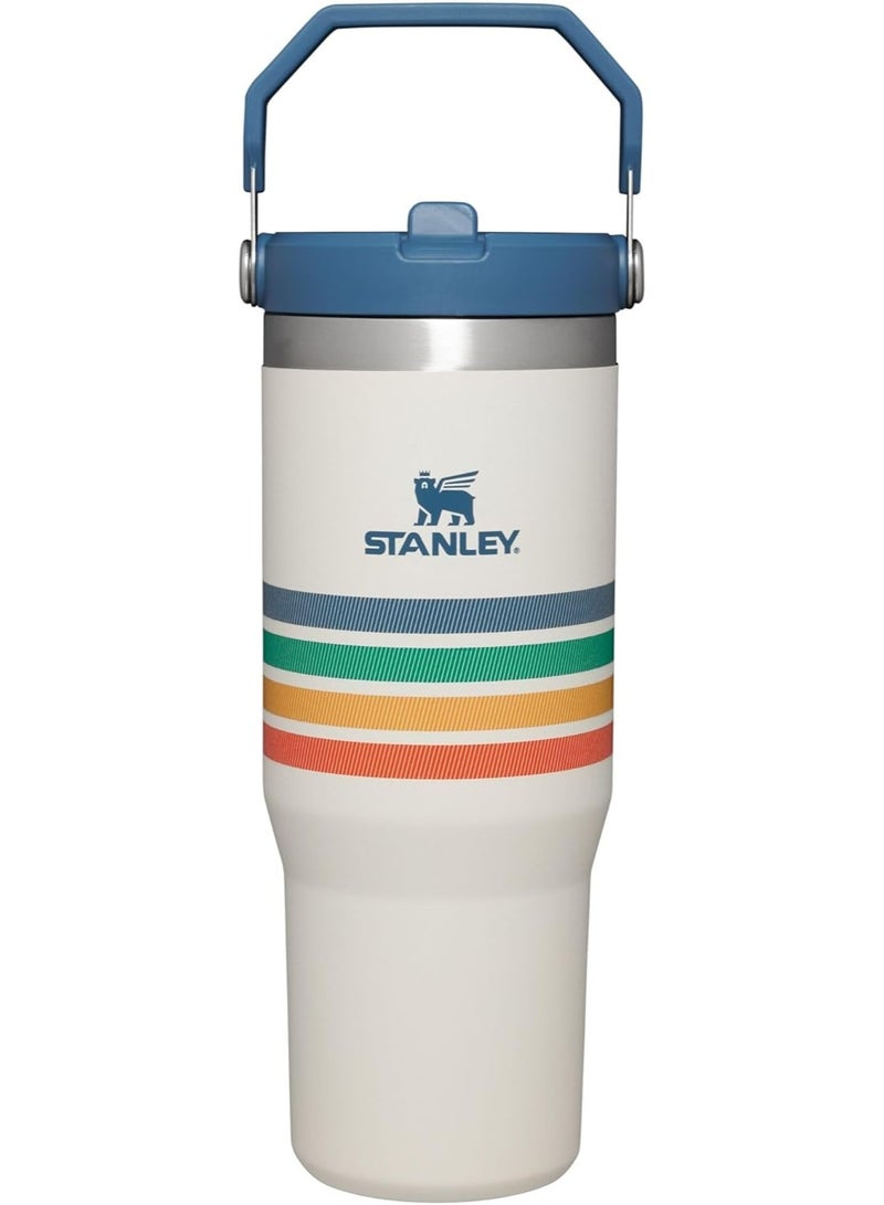 Stanley IceFlow Stainless Steel Water Bottle 30oz – Reusable Vacuum Insulated Tumbler with Flip Straw – Leakproof, BPA-Free Travel Cup for Cold Drinks – Keeps Beverages Cold 12H, Iced 48H – Eco-Friendly, Durable, Dishwasher Safe – Cream Stripe - Image 2