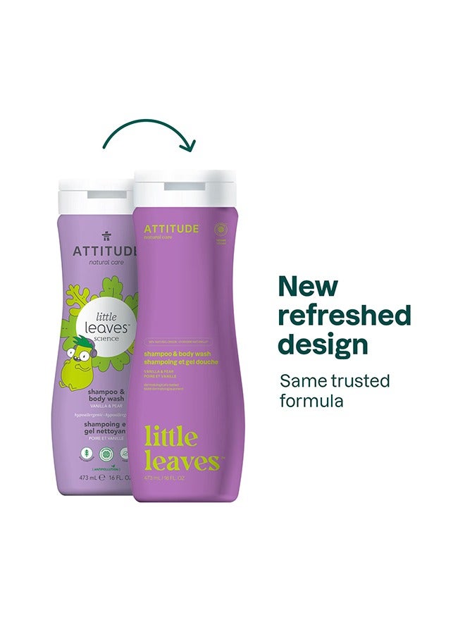 Attitude شامبو وغسول الجسم ليتل ليفز، فانيليا وكمثرى، 473 مل - Image 1