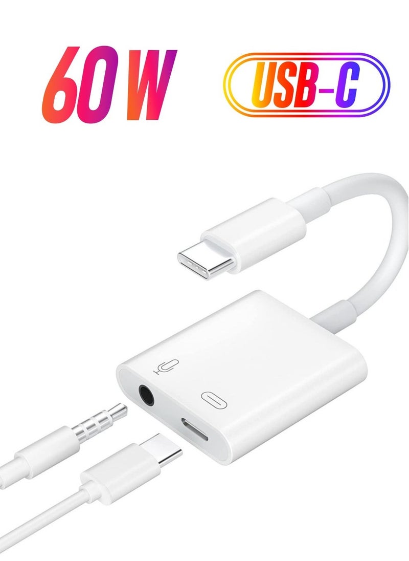 USB C to 3.5mm Headphone Adapter with Charger – Type C to Aux Audio Jack with 60W PD Fast Charging, Hi-Fi DAC Chip for Lossless Music on iPad Pro, MacBook Pro/Air - Image 1