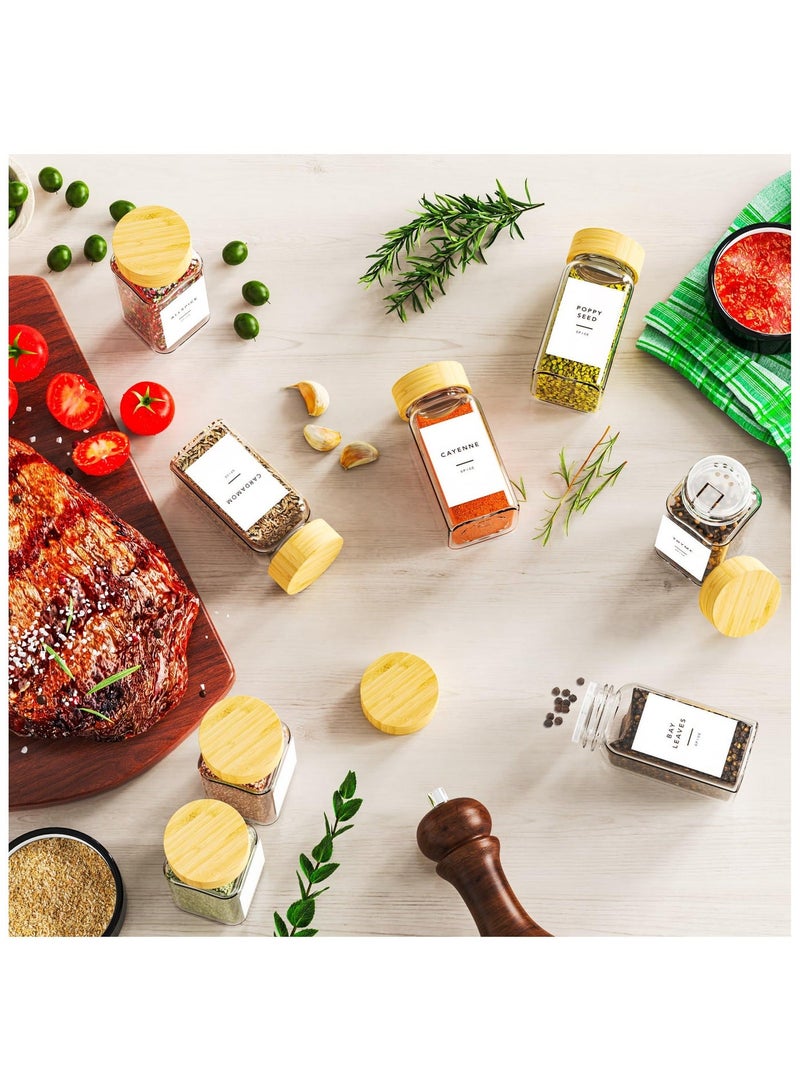 XICEN 24 Pack Glass Jars with Bamboo Lids, 120ml Airtight Spice Jars Set with Extra Labels and Pen, Empty Spice Bottles, Kitchen Organization Storage for Dry Food Canisters, Spice, Coffee, Beans, Candy, Nuts, Herbs - Image 5