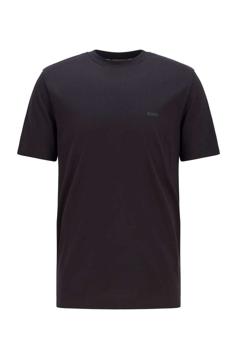 BOSS تي شيرت بوس للرجال بشعار صغير من القطن، أسود أساسي، مقاس متوسط أمريكي - Image 1