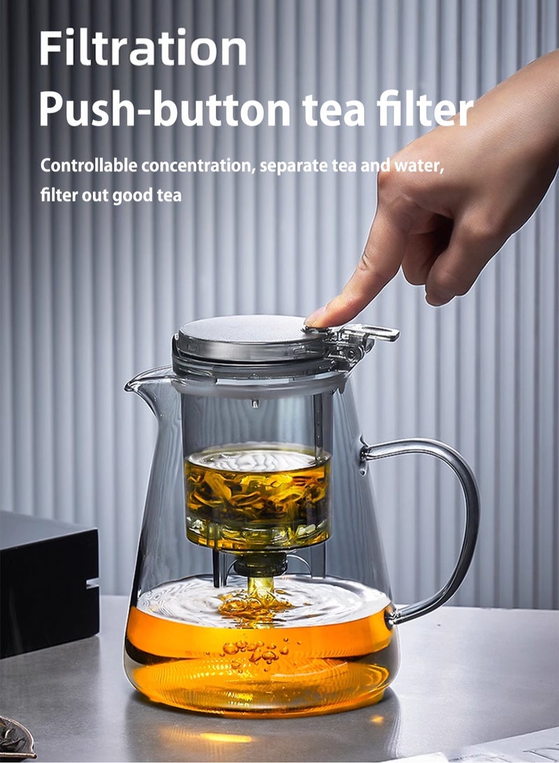 LOOPITYS 750ML detachable glass teapot, one click automatic water outlet, high temperature resistant tea separation filter. Tea set that can filter tea leaves can be used as a tea set gift - Image 5