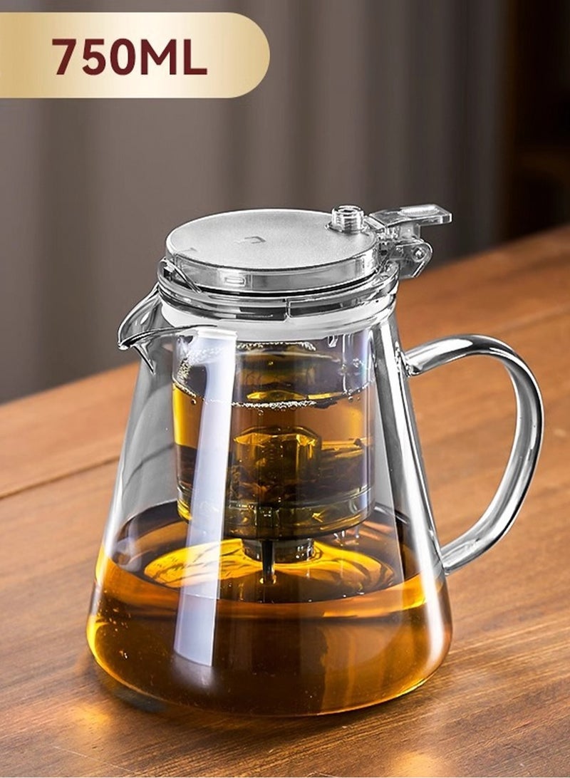 LOOPITYS 750ML detachable glass teapot, one click automatic water outlet, high temperature resistant tea separation filter. Tea set that can filter tea leaves can be used as a tea set gift - Image 1