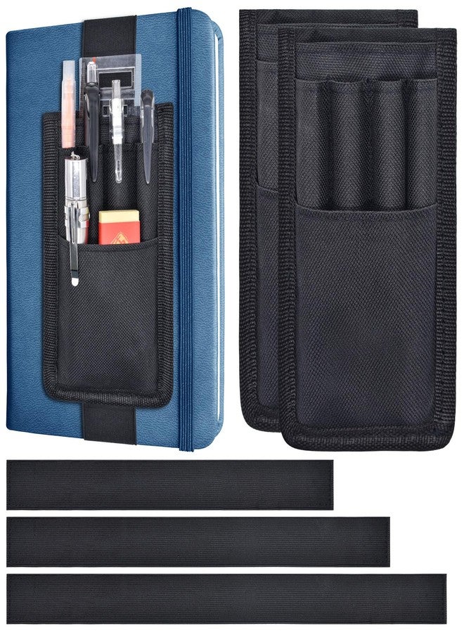 KATOLK 2 Pcs Pen Holder for Notebook, 3 Adjustable Elastic Bands with 2 Pencil Clips for Notebook, Durable Planner and Journal Pen Sleeve Case for Hard Cover Journals - Image 1