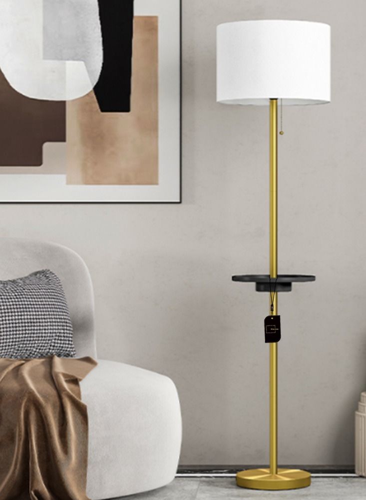 Sharpdo Golden Coffee Table With Mobile Phone Charging Floor Lamp Gold 60x16 CM - Image 2