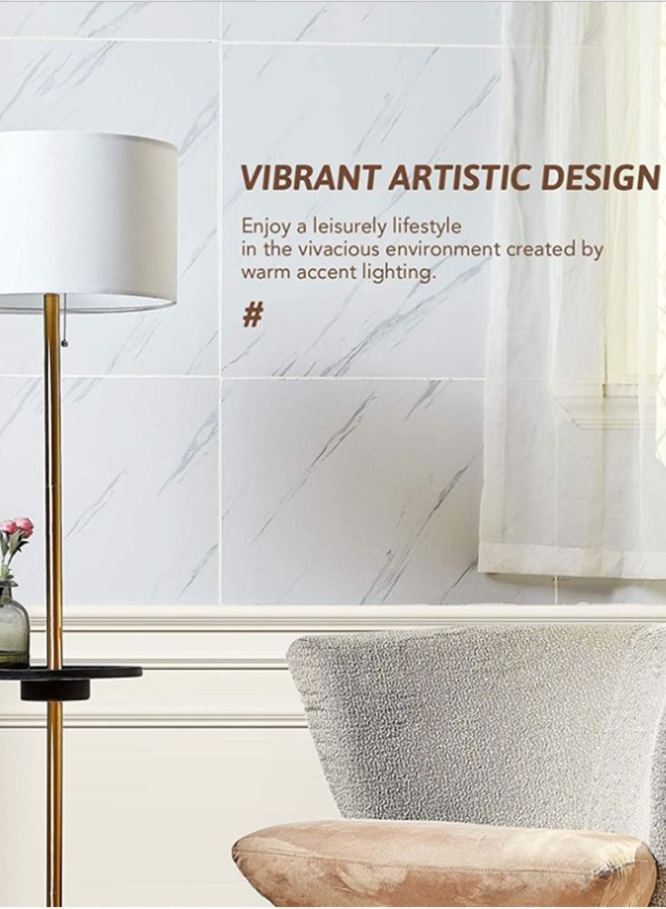 Sharpdo Golden Coffee Table With Mobile Phone Charging Floor Lamp Gold 60x16 CM - Image 3