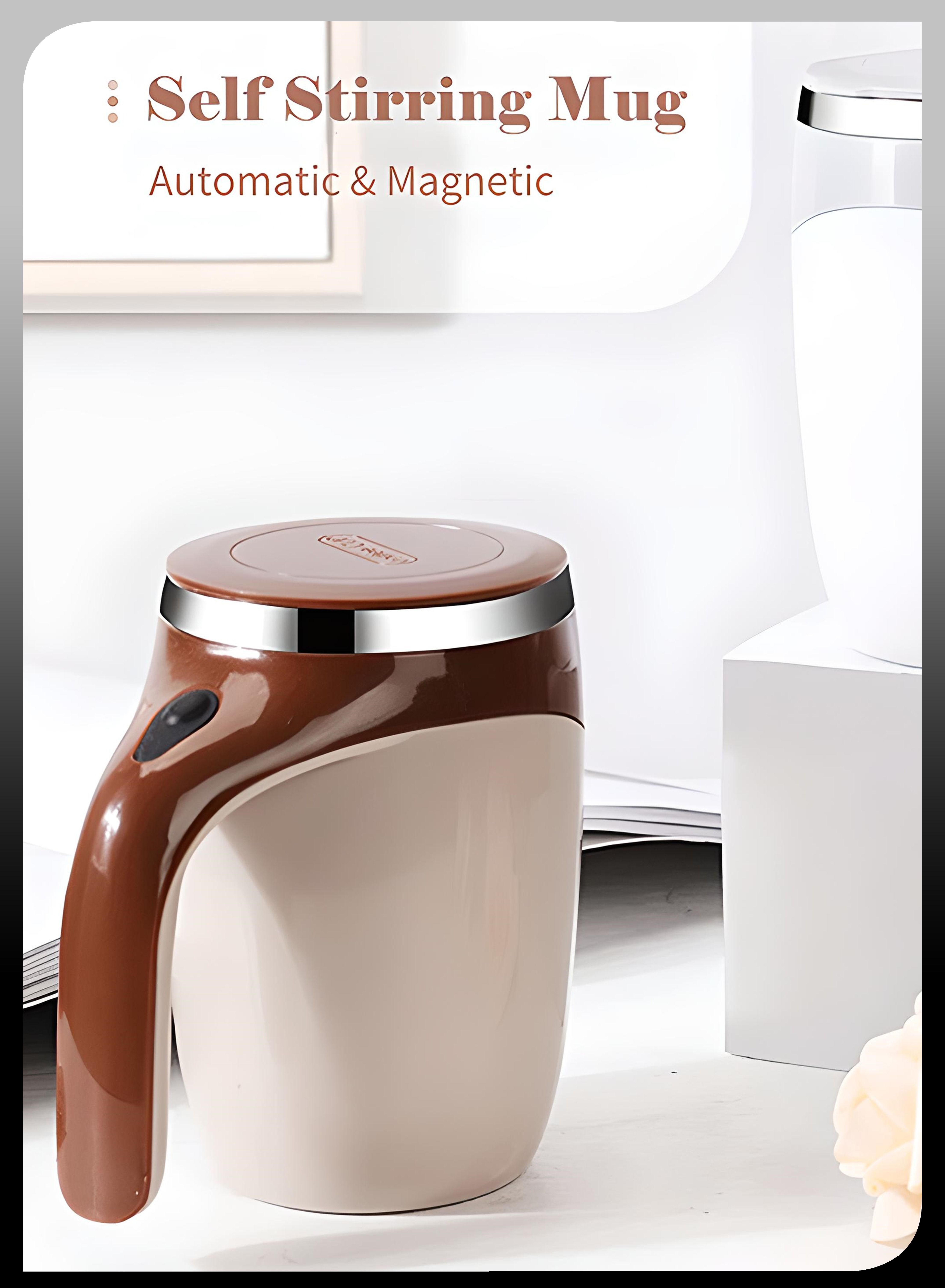380mL Electric Magnetic Self Stirring Mug With Lid Automatic Rotating Mixing Coffee Cup Stainless Steel For Beverages Milk Hot Chocolate For Home Office Travel 