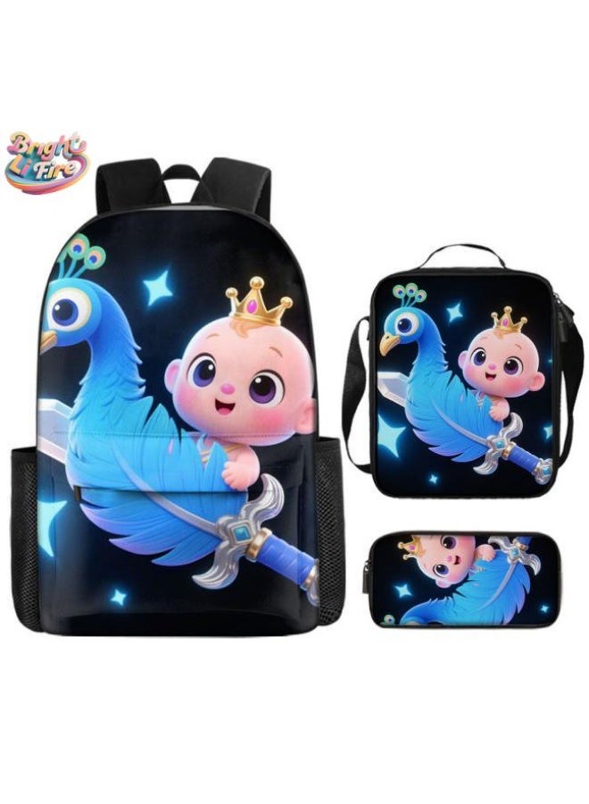 Bright Li Fire Unlock the new fashion of childish fun! Three-piece set of bags, cartoon elements for children and teenagers (students, children, friends' outings, mountain climbing, schooling, etc. can be used) - 91 - Image 1