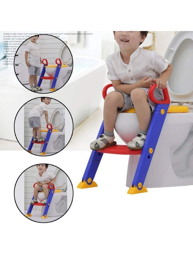 bunca Adjustable and Foldable Toilet Training Seat with Non-Slip Ladder for Toddlers Potty - Image 2