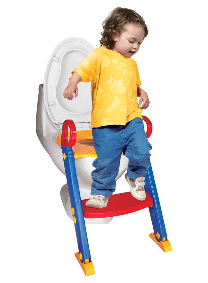 bunca Adjustable and Foldable Toilet Training Seat with Non-Slip Ladder for Toddlers Potty - Image 1