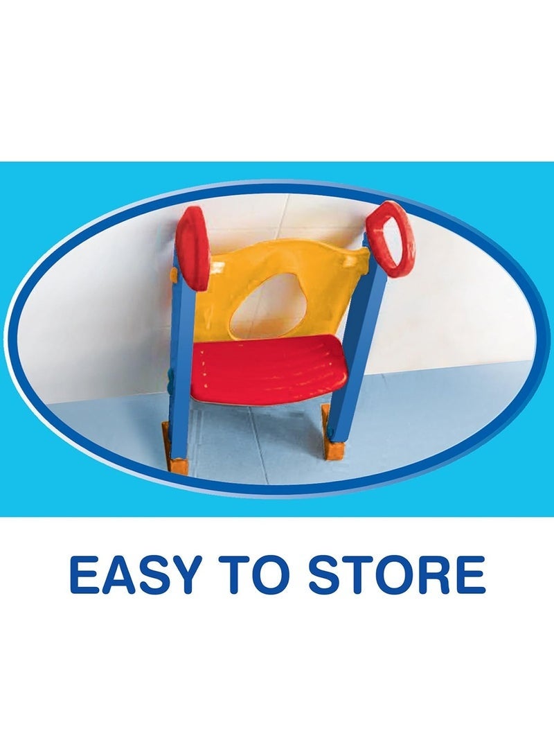 bunca Adjustable and Foldable Toilet Training Seat with Non-Slip Ladder for Toddlers Potty - Image 3