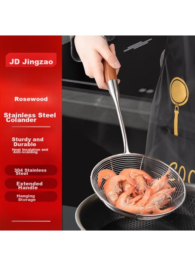 JD.com Jd Jingzao 304 Stainless Steel Strainer, Rosewood Handle, Skimmer, Colander, Hot Pot Large Strainer, Frying Ladle, Skimmer, Medium Size - Image 1