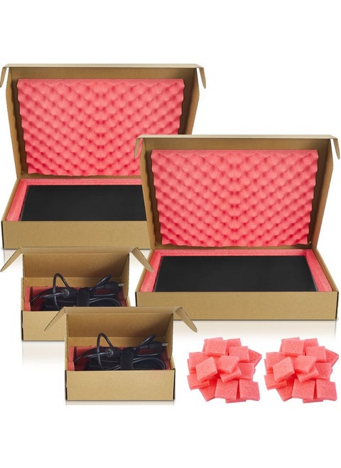 16.7 X 13 X 2.5 Inch Laptop Shipping Box Secure Mailer Box Kraft Mailing Boxes For Laptop Packing Moving With Charger Box Foam Sheets Foam Frame Foam Padding Fits Most Laptop Screen Sizes (1 Set)