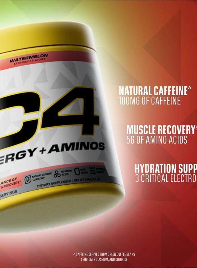 C4 Cellucor C4 Energy + Aminos Powder | 5g BCAAs & EAAs for Muscle Recovery, 3 Electrolytes for Hydration, 100mg Natural Caffeine | Pre Workout | Zero Sugar, 30 Servings, Watermelon - Image 3