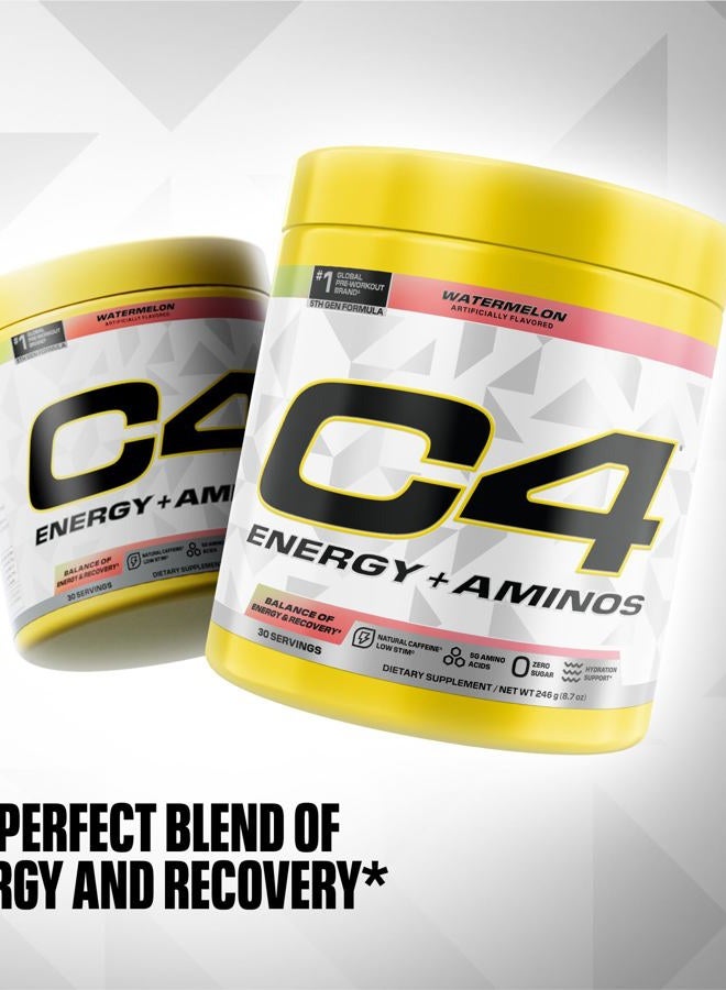 C4 Cellucor C4 Energy + Aminos Powder | 5g BCAAs & EAAs for Muscle Recovery, 3 Electrolytes for Hydration, 100mg Natural Caffeine | Pre Workout | Zero Sugar, 30 Servings, Watermelon - Image 5