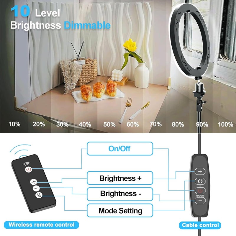 EMART 10" Ring Light with 55" Extendable Tripod Stands and Phone Holder, Dimmable LED Circle Round Light for Selfie Camera Photography/Makeup/YouTube Video/Vlogging/Live Streaming - Image 2