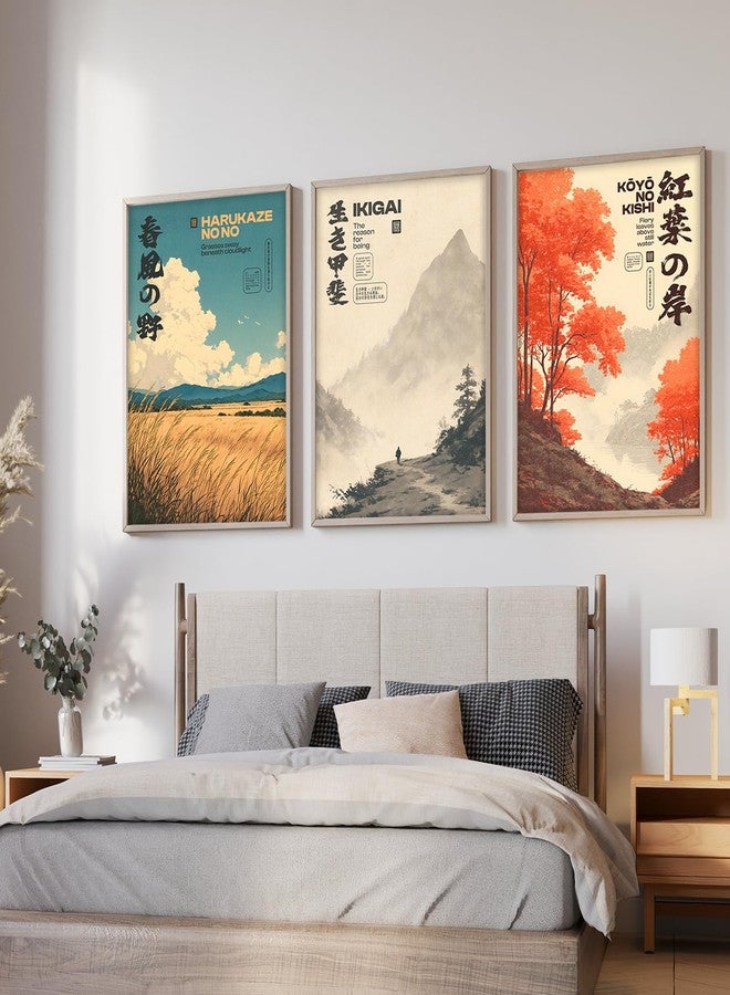 ARTELLY Japanese Wall Art Paintings Set, Big Size Premium Framed Poster Set of 3, Multicolor Paper Prints with Synthetic Wood Frame, 13x19 Inches Each, Indoor Wall Decor for Living Room (Japanese 2) - Image 3