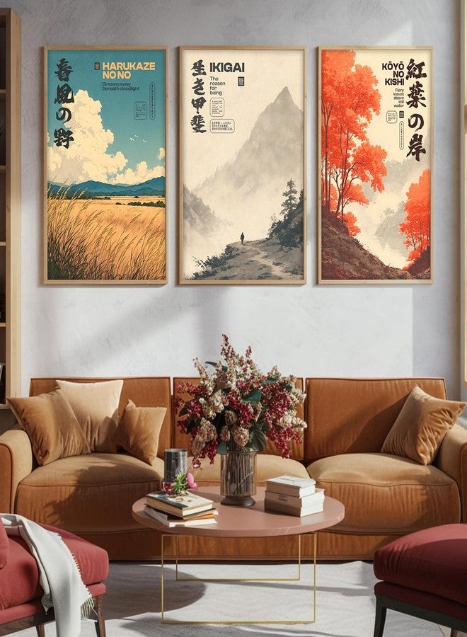 ARTELLY Japanese Wall Art Paintings Set, Big Size Premium Framed Poster Set of 3, Multicolor Paper Prints with Synthetic Wood Frame, 13x19 Inches Each, Indoor Wall Decor for Living Room (Japanese 2) - Image 5