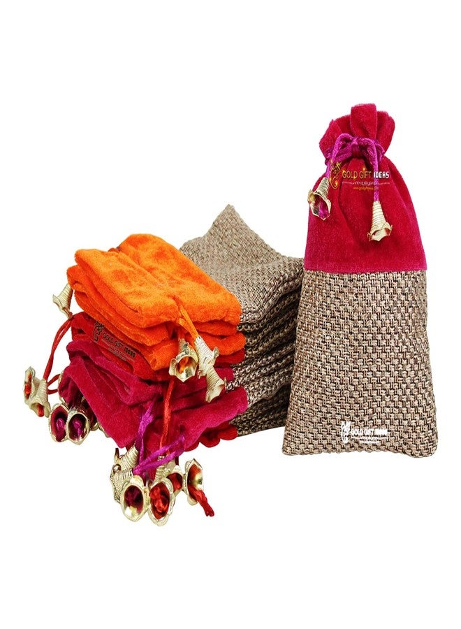 GoldGiftIdeas حقائب هدايا مخملية من الجوت من GoldGiftIdeas لهدايا العودة، حقائب هدايا شاغون، حقائب هدايا لتدفئة المنزل، حقائب هدايا من الجوت (16 × 12 سم) (مجموعة من 10) - Image 1