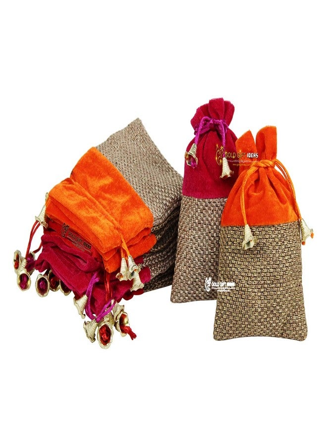 GoldGiftIdeas حقائب هدايا مخملية من الجوت من GoldGiftIdeas لهدايا العودة، حقائب هدايا شاغون، حقائب هدايا لتدفئة المنزل، حقائب هدايا من الجوت (16 × 12 سم) (مجموعة من 10) - Image 5