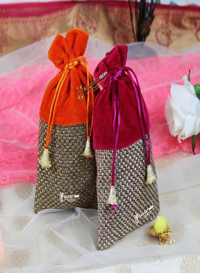 GoldGiftIdeas حقائب هدايا مخملية من الجوت من GoldGiftIdeas لهدايا العودة، حقائب هدايا شاغون، حقائب هدايا لتدفئة المنزل، حقائب هدايا من الجوت (16 × 12 سم) (مجموعة من 10) - Image 4
