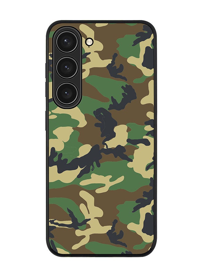 Stylizedd Rugged Black edge case for Samsung Galaxy S23 5G Slim fit Soft Case Flexible Rubber Edges Anti Drop TPU Gel Thin Cover - Jungle Camo - Image 1