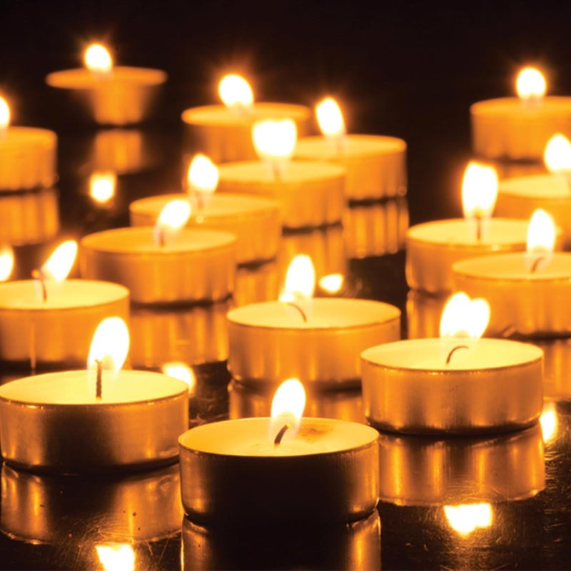 Grob Carnival Festive Unscented Tea Light Candles Christmas Decoration Smokeless Odourless Candles 4 Hours Burning Time Wax Tealight Candle 8 gm 100Pcs Pack of 5