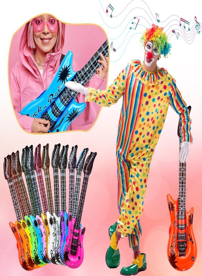 Feradny 28 Pack Inflatable Guitar Blow up Guitar Bulk Inflatable Fake Party Guitar Prop Inflatable Rock Star Guitars for 80s 90s Themed Carnival Birthday Party Favor, 12 Colors - Image 4