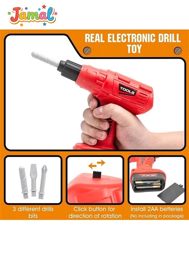 Jamal Kids Tool Set 41 PCS Durable Pretend Play Construction Tool Kit with Electric Power Drill Toys for Toddlers Boys Girls Ages 3-8 Birthday Gift Everyday Play - Image 4