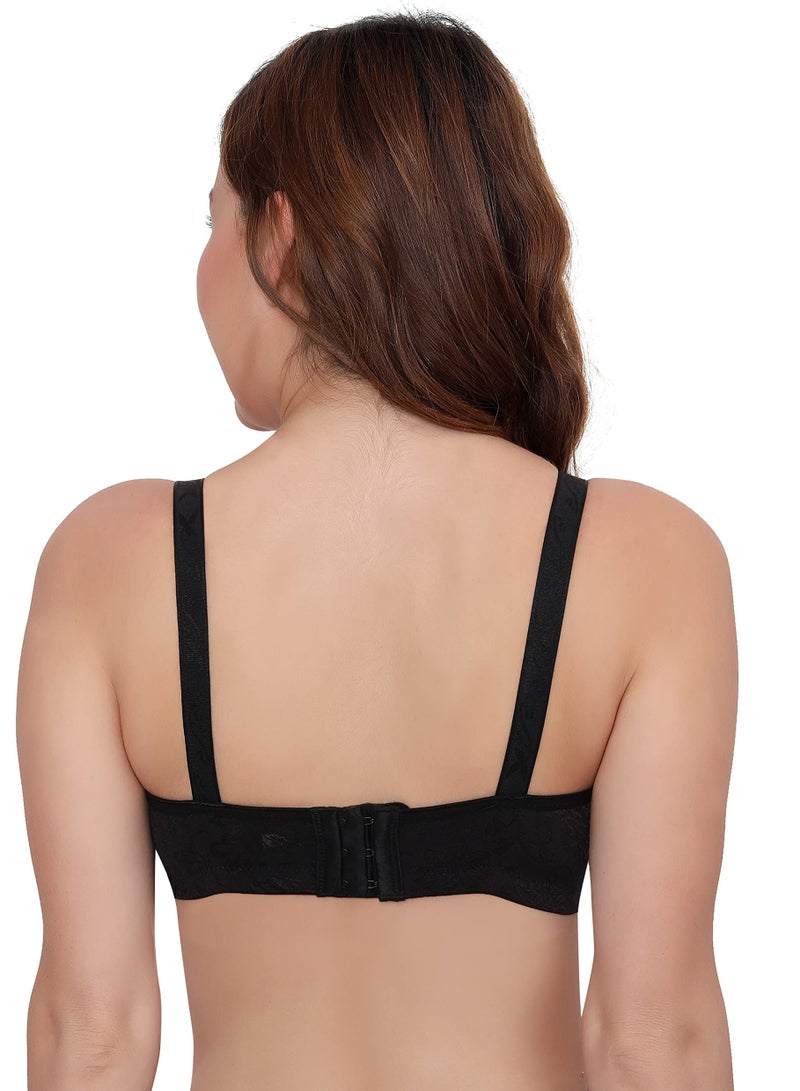 Glamroot Women's Full Coverage Padded Seamless Wirefree Comfort Everyday Bra, Black, B-Cup - Image 2