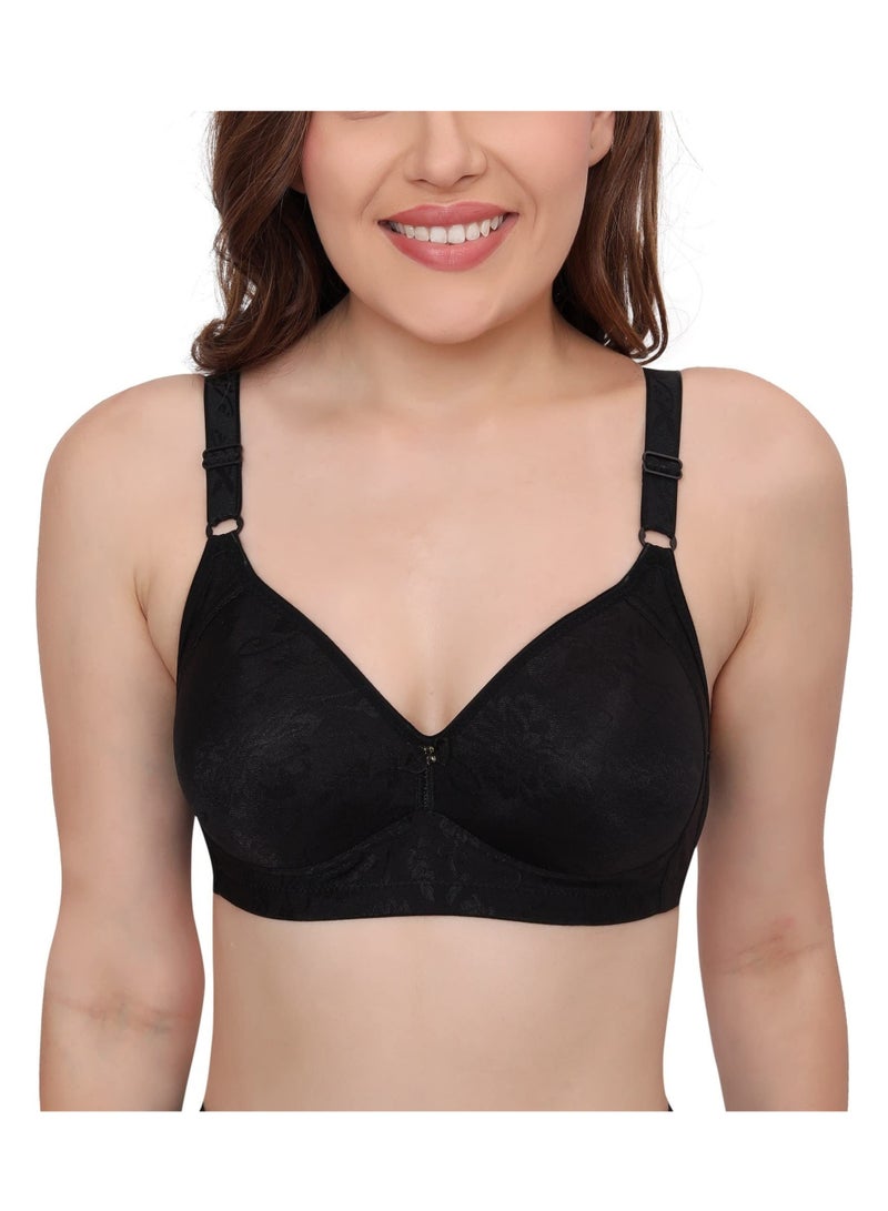 Glamroot Women's Full Coverage Padded Seamless Wirefree Comfort Everyday Bra, Black, B-Cup - Image 5