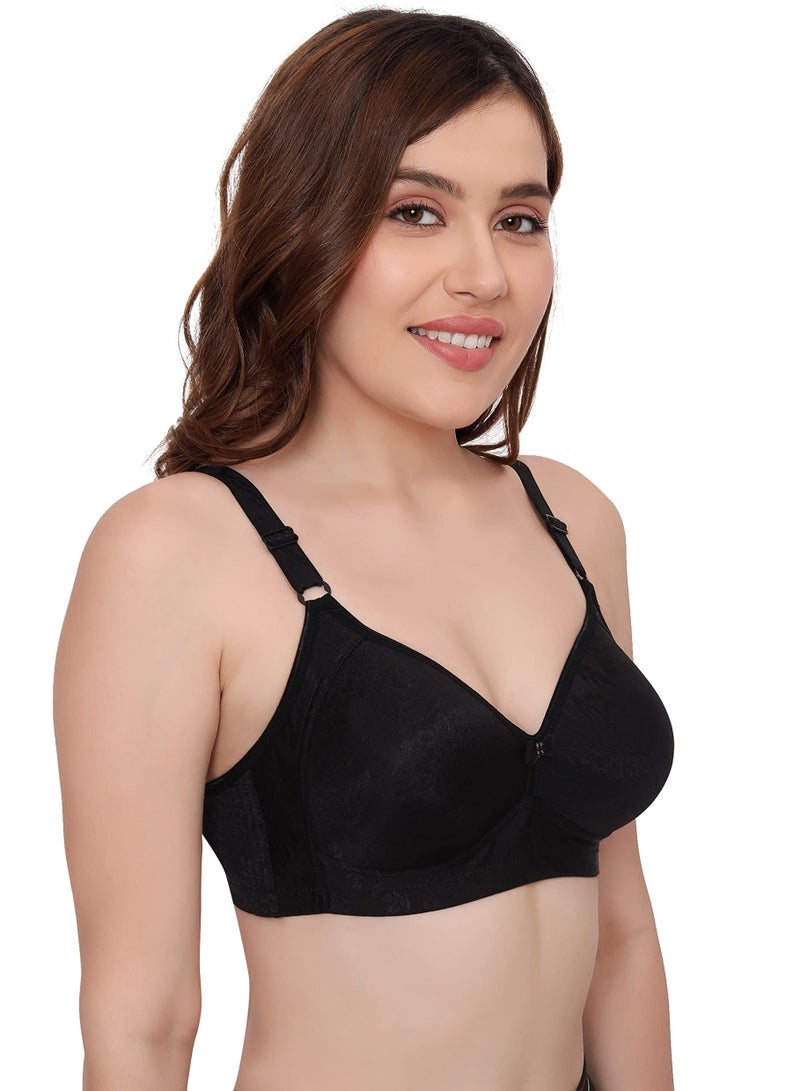 Glamroot Women's Full Coverage Padded Seamless Wirefree Comfort Everyday Bra, Black, B-Cup - Image 4