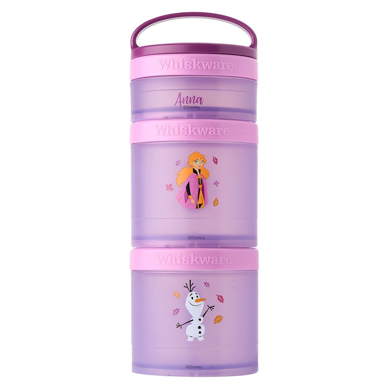 Whiskware Disney Princess Frozen, Stackable Snack Containers for Kids, Durable Food Storage Containers for Daycare, Car, and Airplane Travel, Dishwasher Safe, Anna and Olaf - Image 1