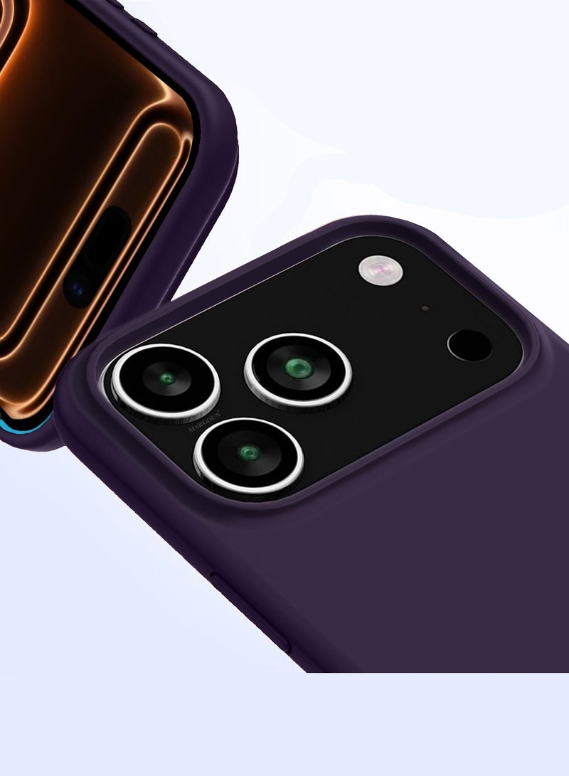 CATANES 2 Packs Silicone Protective Phone Case for iPhone 17 Pro - Soft Anti-Scratch Microfiber Lining Ultra Slim Drop Protection Phone Cover with 3D Screen Protector - Purple - Image 3