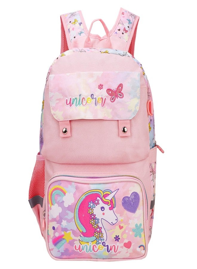 ADSON Unicorn Lightweight Orthopaedic Spacious Travel School Bag | School Backpack for Toddlers & Children Plush Preschool Shoulder Bag Water Resistant Gift for Kids (Peach Unicorn) - Image 1