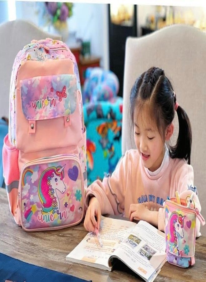 ADSON Unicorn Lightweight Orthopaedic Spacious Travel School Bag | School Backpack for Toddlers & Children Plush Preschool Shoulder Bag Water Resistant Gift for Kids (Peach Unicorn) - Image 2
