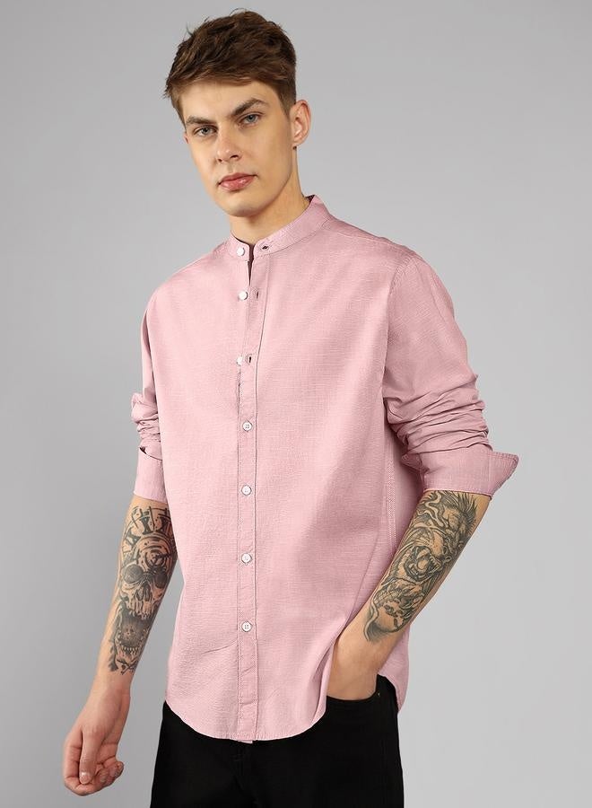 Dennis Lingo Relaxed Fit Pink Cotton Casual Shirt - Image 3