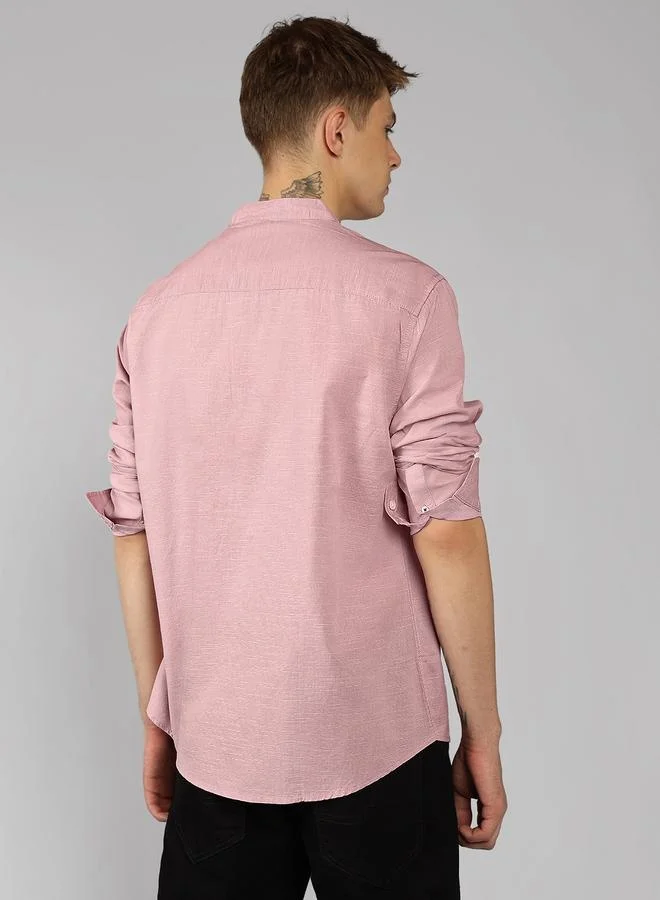 Dennis Lingo Relaxed Fit Pink Cotton Casual Shirt