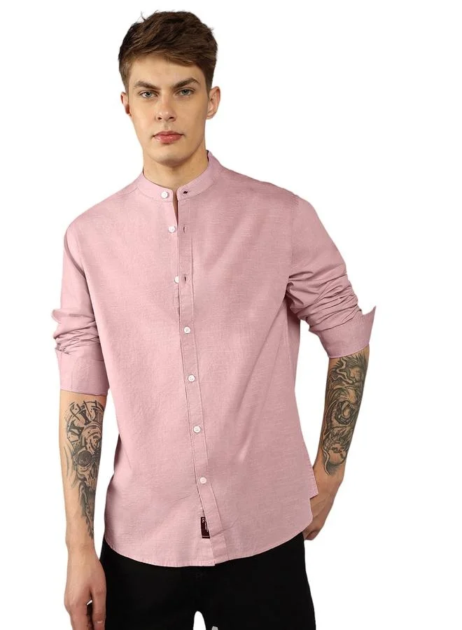 Dennis Lingo Relaxed Fit Pink Cotton Casual Shirt