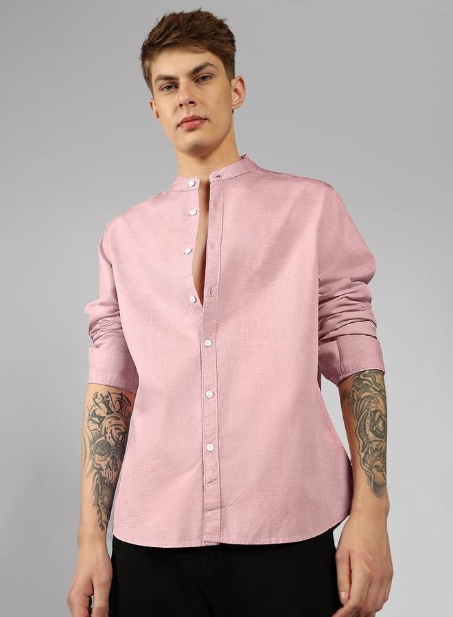 Dennis Lingo Relaxed Fit Pink Cotton Casual Shirt - Image 1